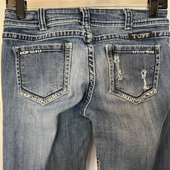 Cowgirl Tuff Co. Boot Cut Blue Denim Distressed Jeans - Picture 4 of 4